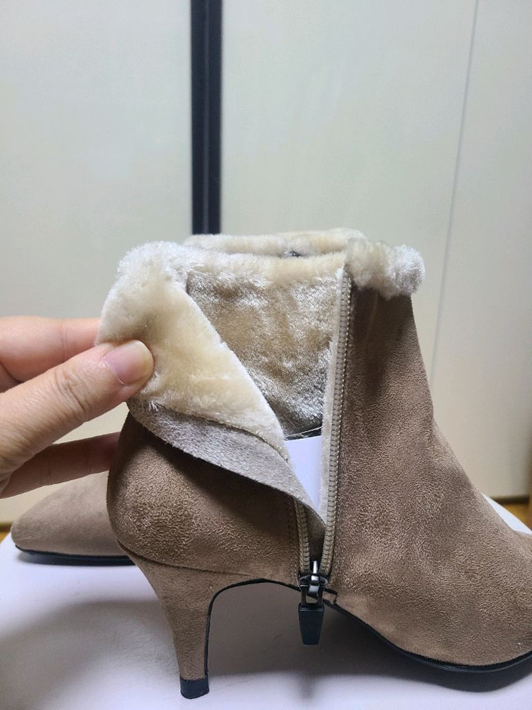 스웨이드 털 앵클 부츠 225mm--3