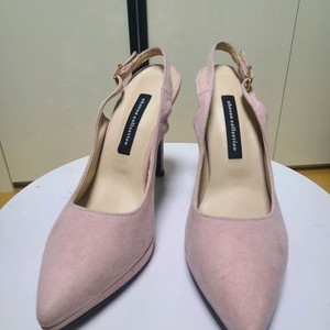 핑크 스웨이드 힐 슬링백 240mm