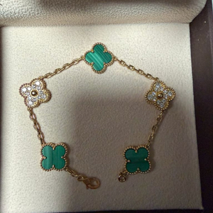 18K 반클리프 알함브라5모티프 다이아 말라카이트 팔찌