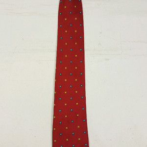 블루마린 빨강색 바둑문양 실크 넥타이