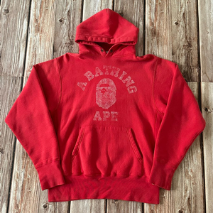베이프 x 캠버 리버스위브 후드 레드 색상 M 사이즈