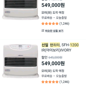 신일 팬히터 SFH-L1200IB 아이보리 미사용