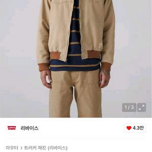 리바이스 엠바카데로 에비에이터 캔버스 워크자켓 S (90) 사이즈 릴렉스핏