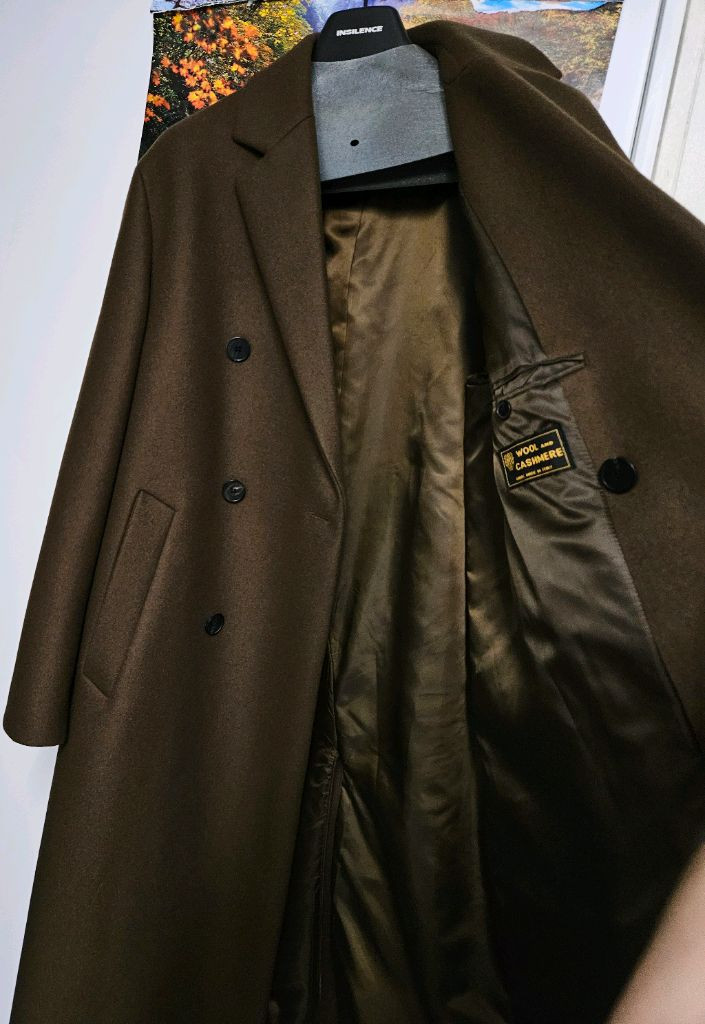 인사일런스 MTR 더블 코트 카키 브라운 S사이즈--2