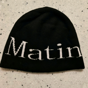 마뗑킴 비니/ LOGO JACQUARD SHORT BEANIE IN BLACK