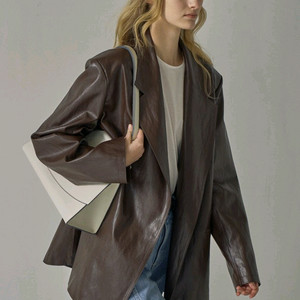 파사드패턴 오버핏 레더자켓 brown s 이미지