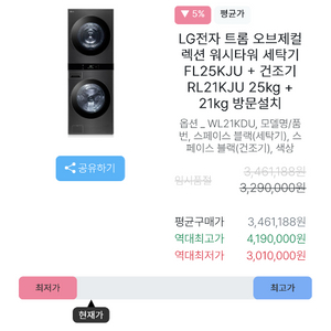 LG 트롬 오브제컬렉션 세탁기+건조기 세트