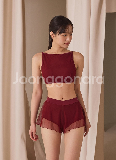 미뉴엣 폴웨어 쉬쉬스커트 세트 버건디 S--1