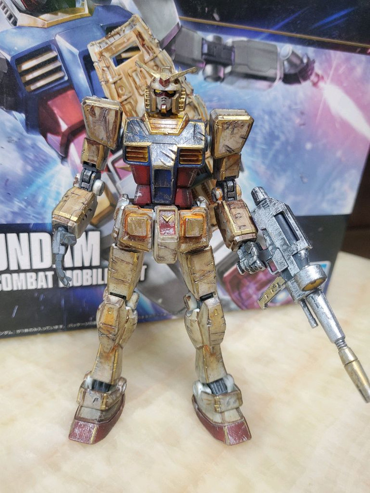 HGUC RX-78 퍼스트 건담 데미지 웨더링 도색완성작 판매--3