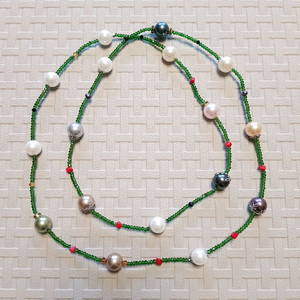 스와로브스키 컬러 진주 목걸이