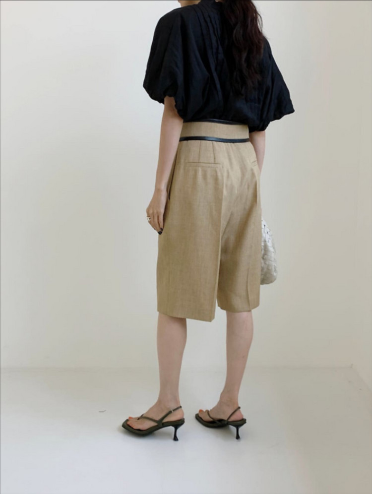 레디투웨어 R2W 벨크로 크롭 트라우저 린넨 팬츠 반바지 버뮤다 올드셀린 레투 이미지