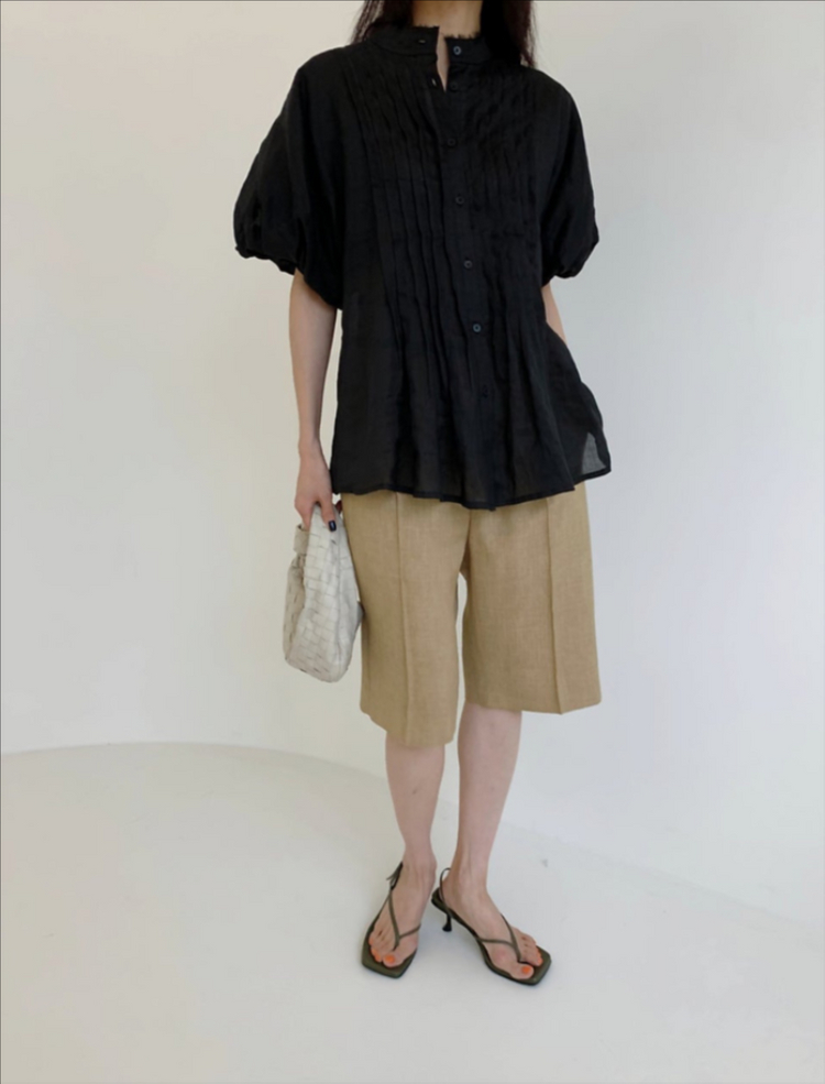 레디투웨어 R2W 벨크로 크롭 트라우저 린넨 팬츠 반바지 버뮤다 올드셀린 레투 이미지