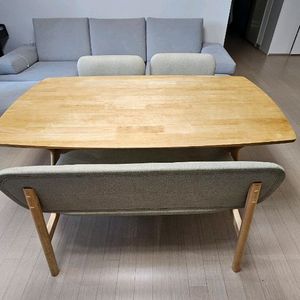 한샘포레 낮은 4인 식탁 1600(중고) + 장인가구 의자(새상품) 이미지