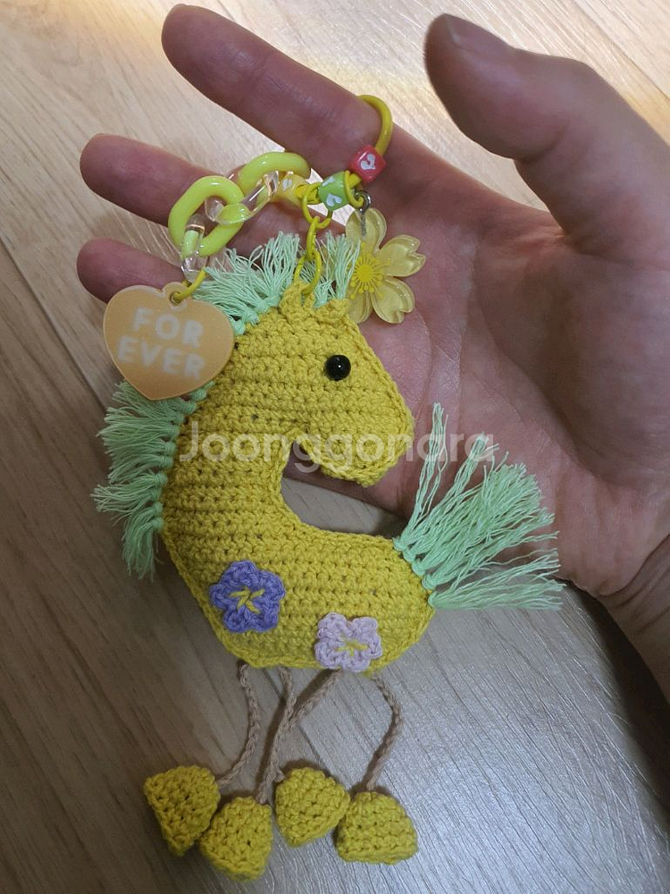 핸드메이드 손뜨개 동물 말 키링 열쇠고리 인형--1
