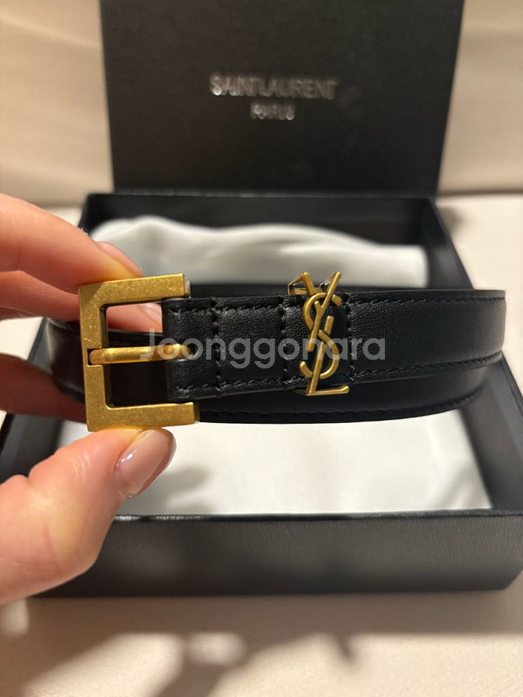 생로랑 벨트 금장 모노그램 95사이즈--0
