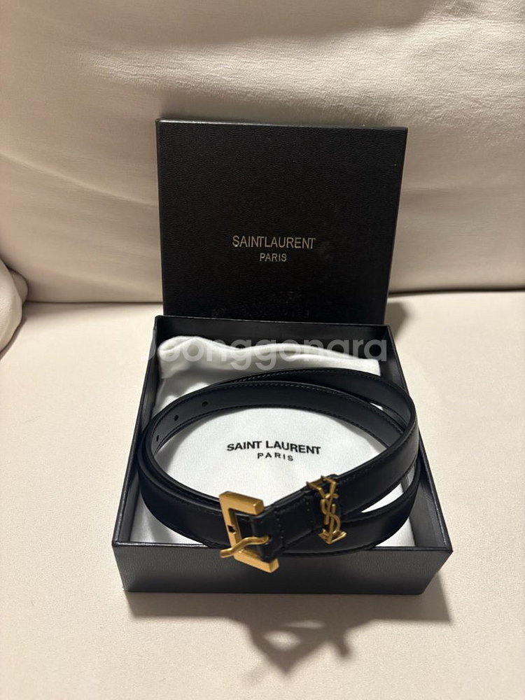 생로랑 벨트 금장 모노그램 95사이즈--2