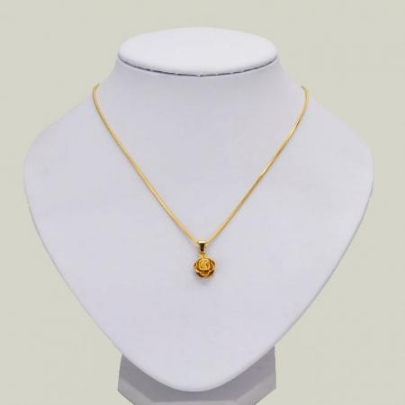 새 18K GF 여성 꽃 펜던트 목걸이 옐로우 골드 이미지