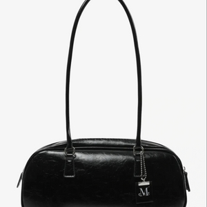 무센트 로마 크랙 레더 숄더 볼링백 블랙