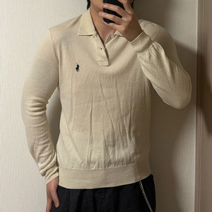 정품 폴로 랄프로렌 메리노울 베이지 카라넥 니트 스웨터