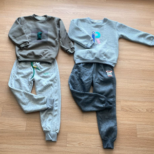 새상품)140 도톰 융기모 맨투맨+바지 상하복세트 2벌