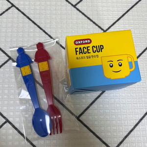 옥스포드 얼굴컵 & 스푼포크 세트 새상품 이미지