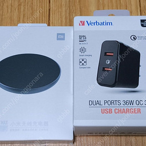 버바팀 듀얼포트 36w충전기+샤오미 10w 무선충전기
