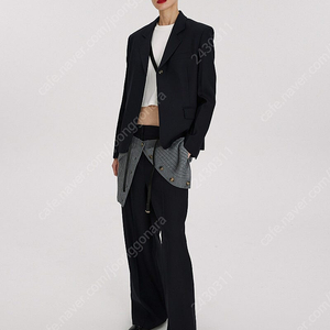 RECTO 렉토 싱글 버튼 포인트 울 자켓 네이비