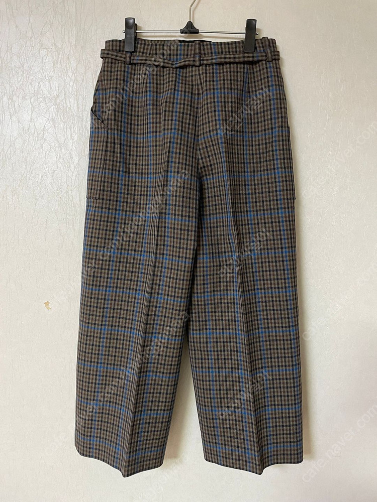 띠어리 체크 패턴 와이드 팬츠--3