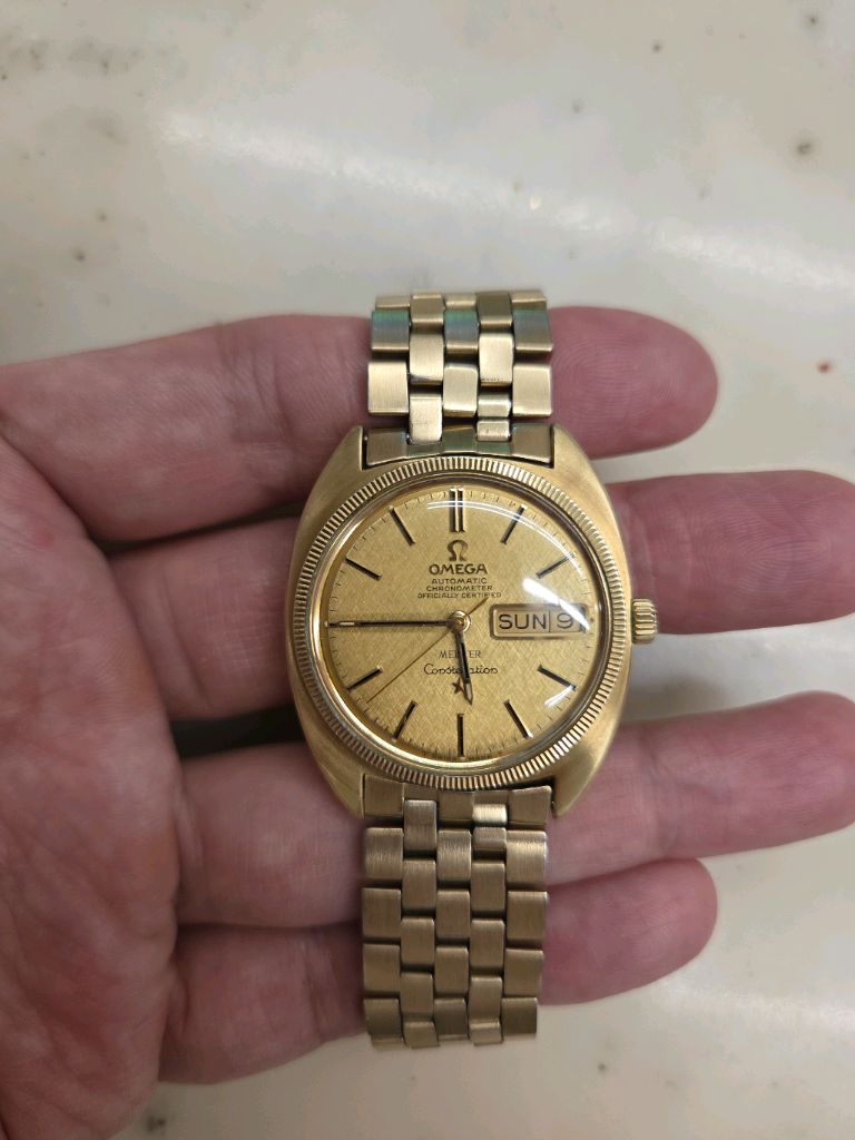 오메가 18K 골드 케이스 시계 오메가 컨스텔레이션 데이트데이 18k Gold Cap 시계