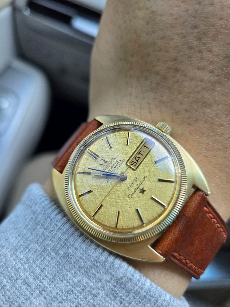 오메가 18K 골드 케이스 시계 오메가 컨스텔레이션 데이트데이 18k Gold Cap 시계