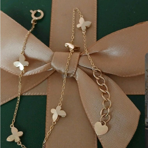 14k. 옐로골드 나비 팔찌 17cm+1.5cm