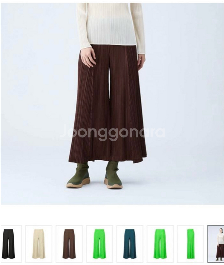 플리츠플리즈 씨커 팬츠 2사이즈 다크브라운--1