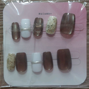 네일팁 골드 브라운 인조손톱