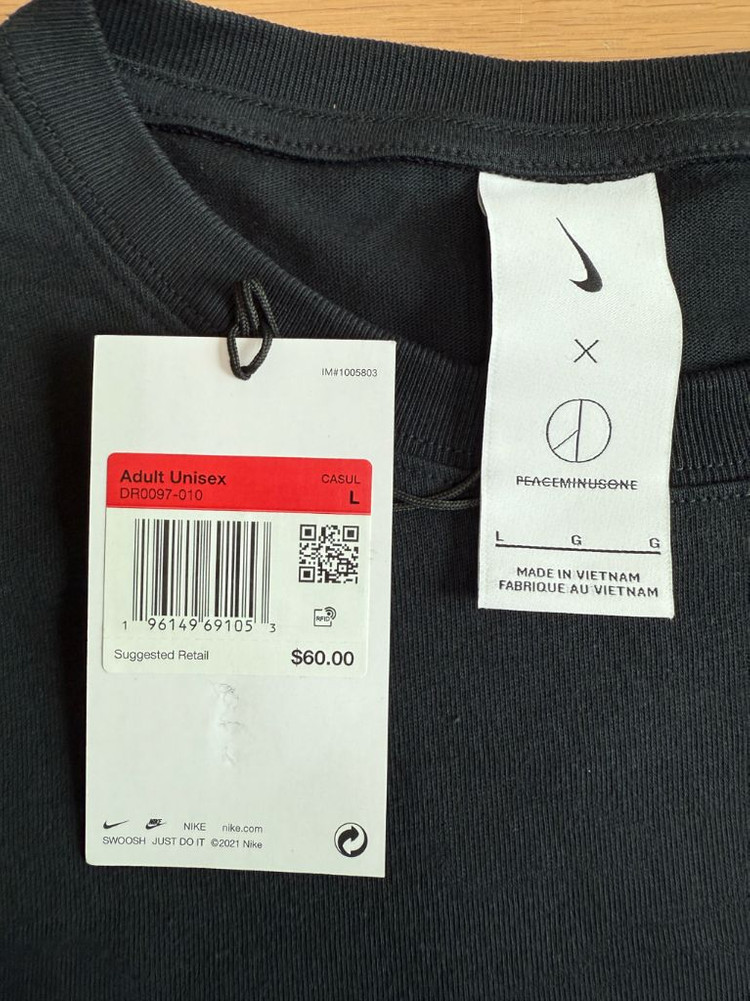 [L] 나이키 피스마이너스원 피마원 롱슬리브 긴팔 티셔츠 블랙 지디 (dr0097-010) 이미지