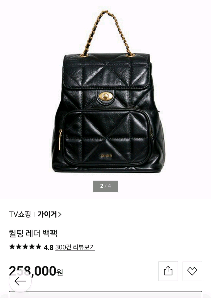 가이거 퀼팅 레더 백팩 이미지