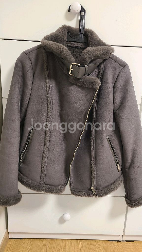 여성 무스탕 자켓 챠콜그레이--2