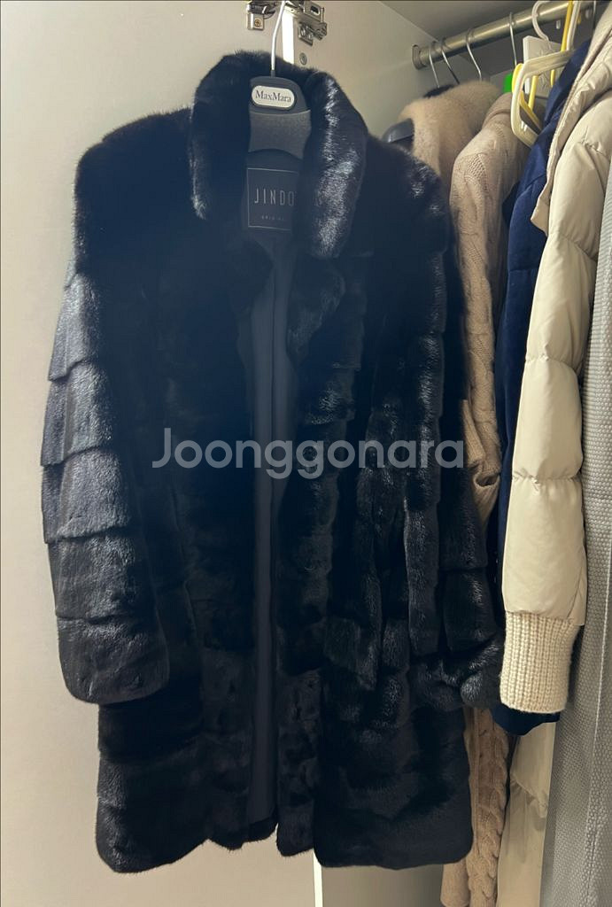 진도 블랙 그라마 밍크 코트 66 상태 최상급--1
