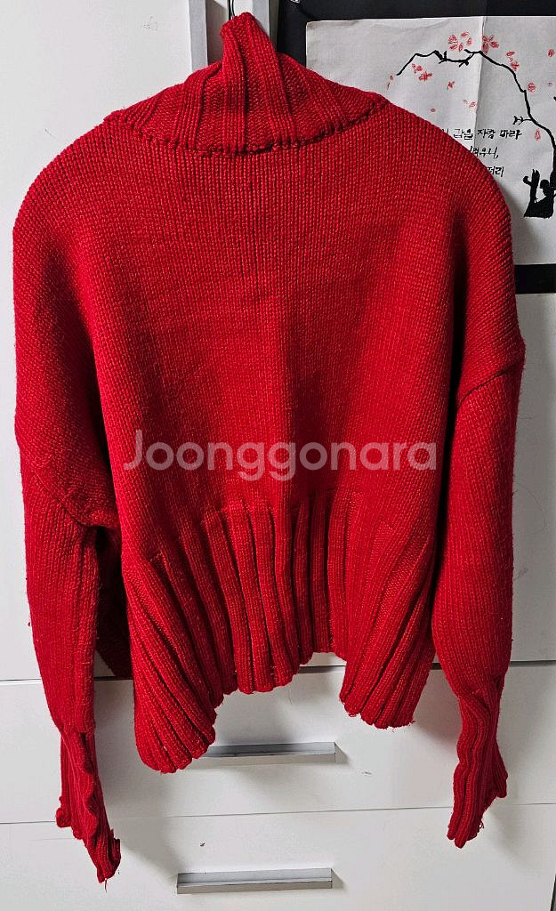 여성 니트 스웨터 티셔츠 레드색상--1