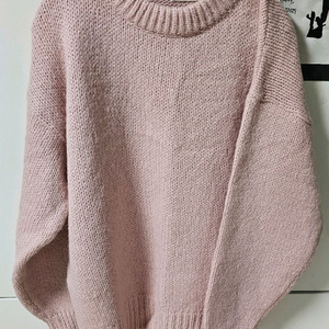 여성 핑크 니트 스웨터 티셔츠