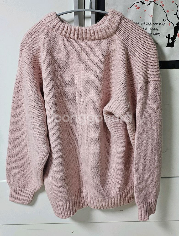 여성 핑크 니트 스웨터 티셔츠--1