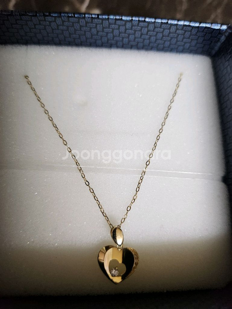 18k 옐로골드 하트 목걸이--0