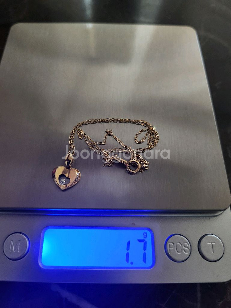 18k 옐로골드 하트 목걸이--4