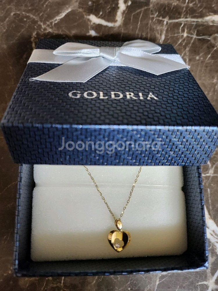 18k 옐로골드 하트 목걸이--1