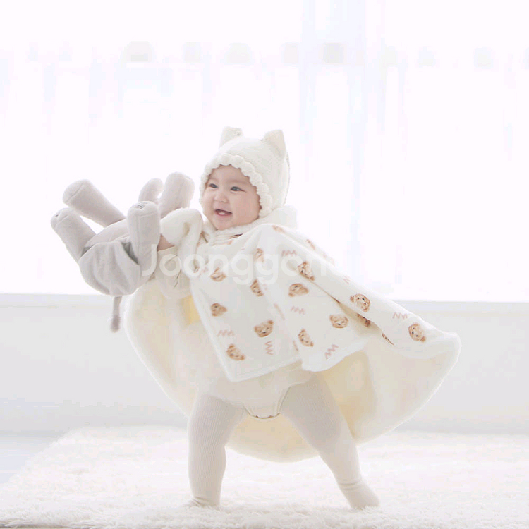 도도야 10mm 케이프 아기 겨울 극세사 보온 망토 모달 스카프빕세트--3