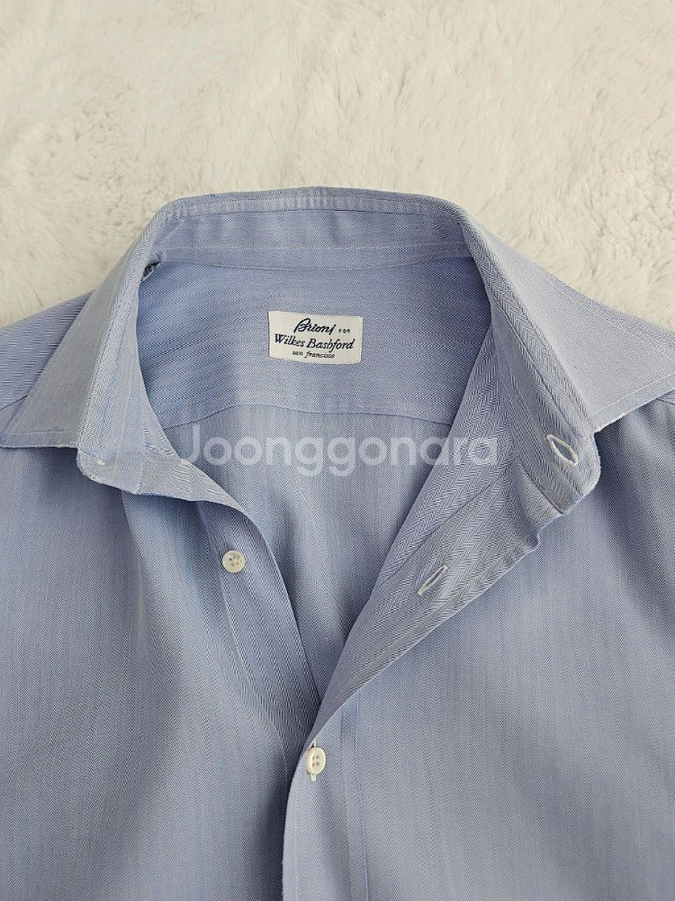 브리오니 헤링본 솔리드 셔츠--4