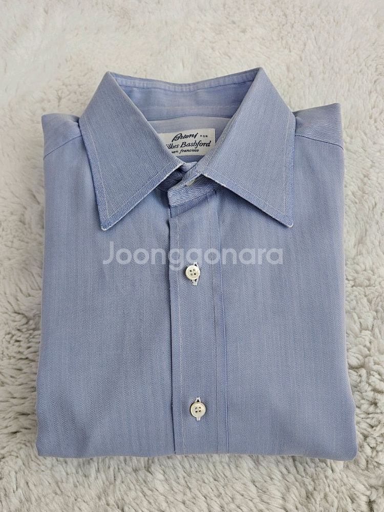 브리오니 헤링본 솔리드 셔츠--3