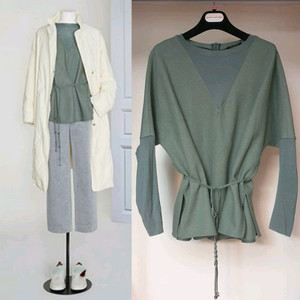 한섬 LATT 래트 비쥬마크라메 스트링 디테일 루스핏 스웨터