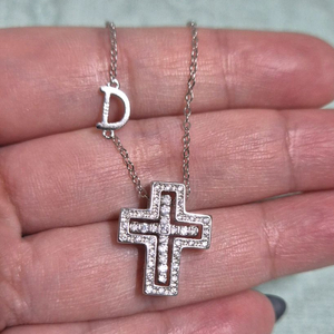 (새상품) 실버925 십자가 큐빅목걸이 팝니당