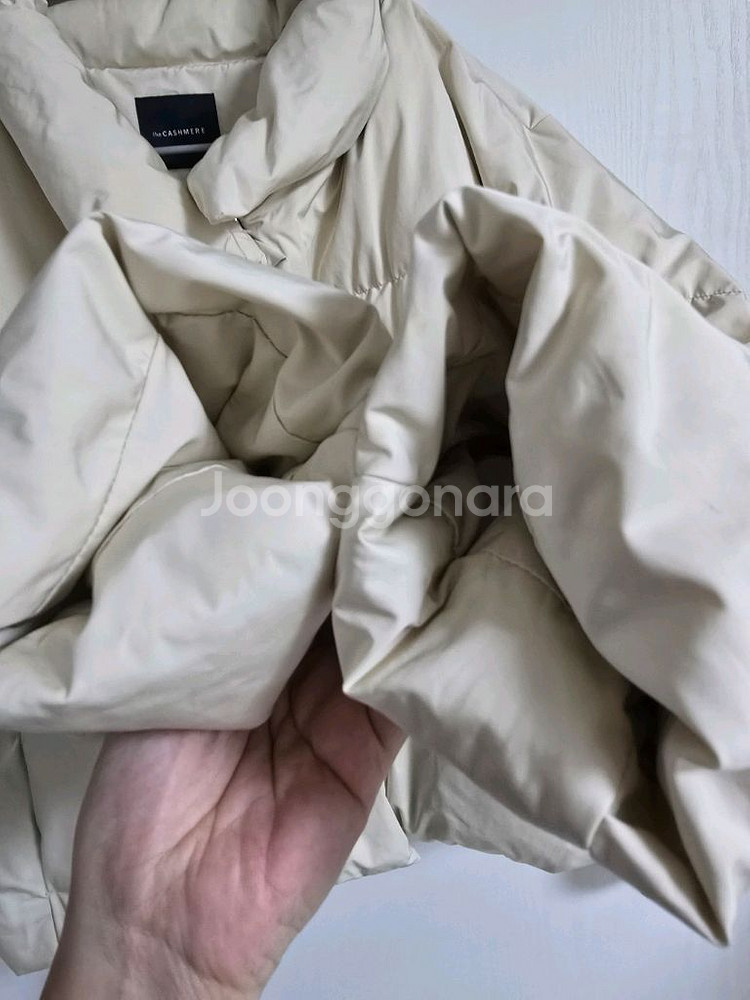 더캐시미어 하이넥 구스 다운 패딩 크림 66. 한섬 타임 마인 미샤 랑방 시스템--6