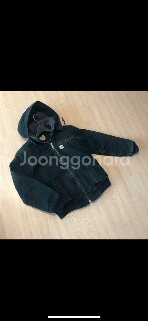 칼하트 여성 빈티지 워크 자켓 흑청 후드 힙걸 점퍼 코트--0